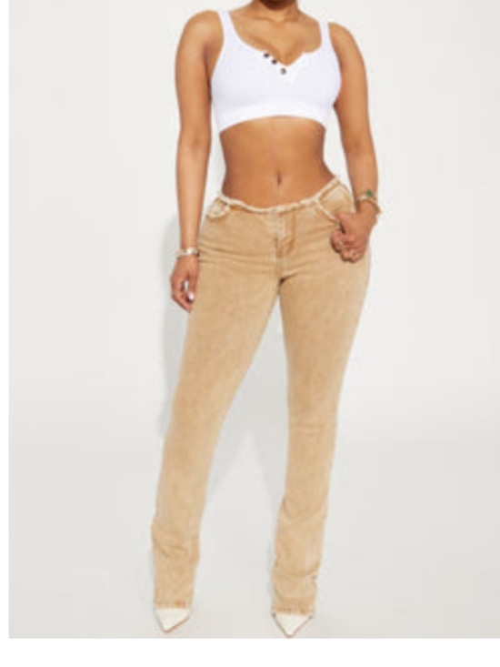 Fashion Nova Denim - Fashion Nova Beige Flare High-Rise Jeans